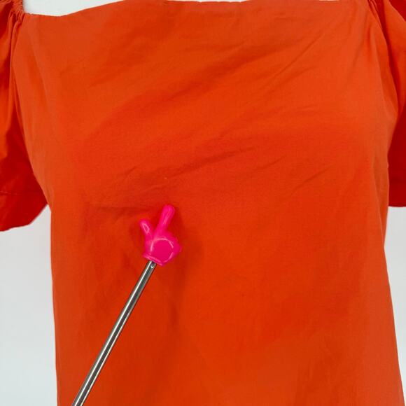 Alice + Olivia Orange Cotton Twill Flutter Sleeve Boxy Top Size S Boho Preppy - Picture 4 of 10